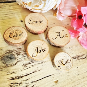 Rustic Wedding Slice Place Setting Personalised Laser Engraved Names