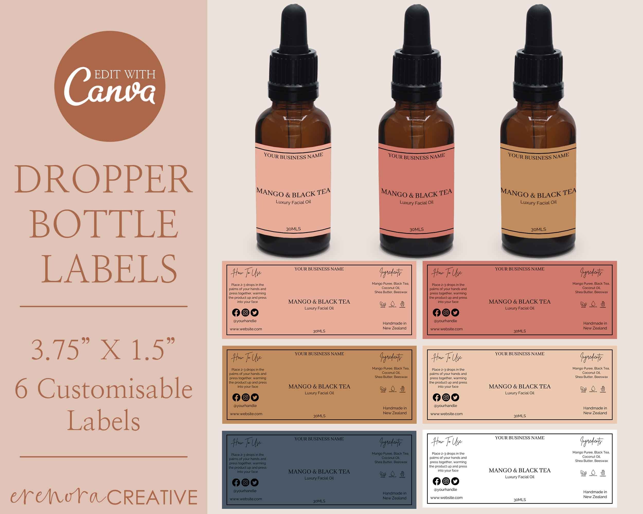 Dropper Bottle Labels Canva Dropper Bottle Labels Canva Etsy