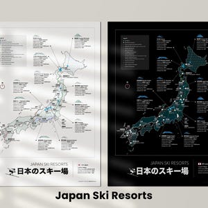 Carte, Japon, Station de ski, Shinkansen, Poster