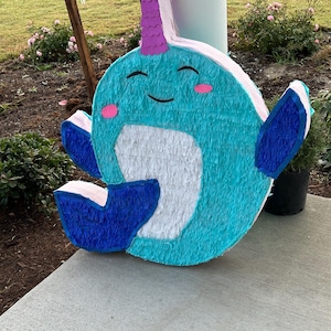 Narwhal piñata, piñata, happy birthday unicorn, dolphin, Piñata de naval