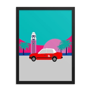 Hong Kong Poster, Art Print, Travel Wall Art, Kowloon Taxi, Digital Art, Poster, Print, A5 A4, A3, A2