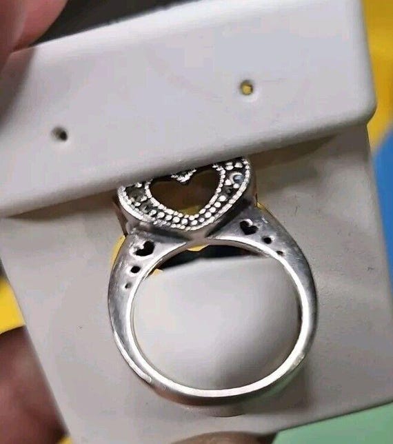 Yellow Rectangle Stone ring silver 925 HEART - image 9