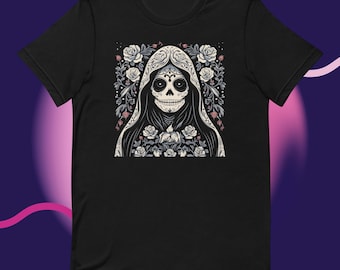 Santa Muerte T-Shirt: Sugar Skull, Day of the Dead, Goth Tee