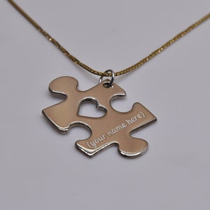 Personalized Custom Autism Puzzle Piece Charm 925 Solid Silver