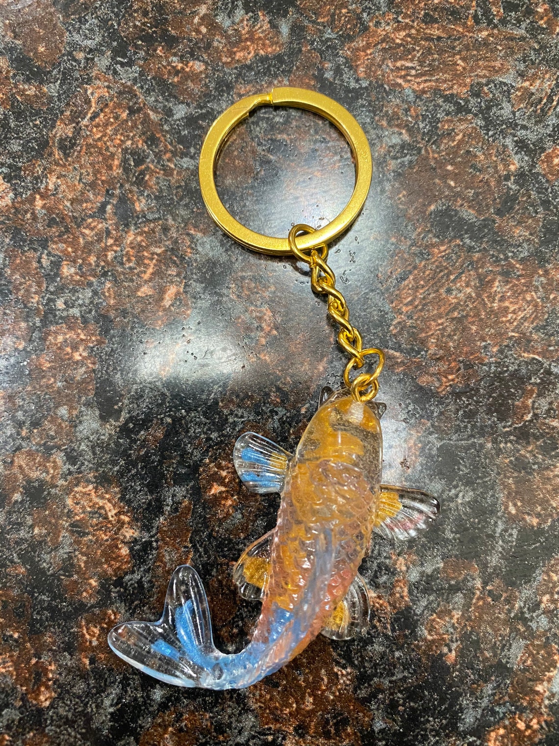 Resin Koi Fish Keychain Etsy