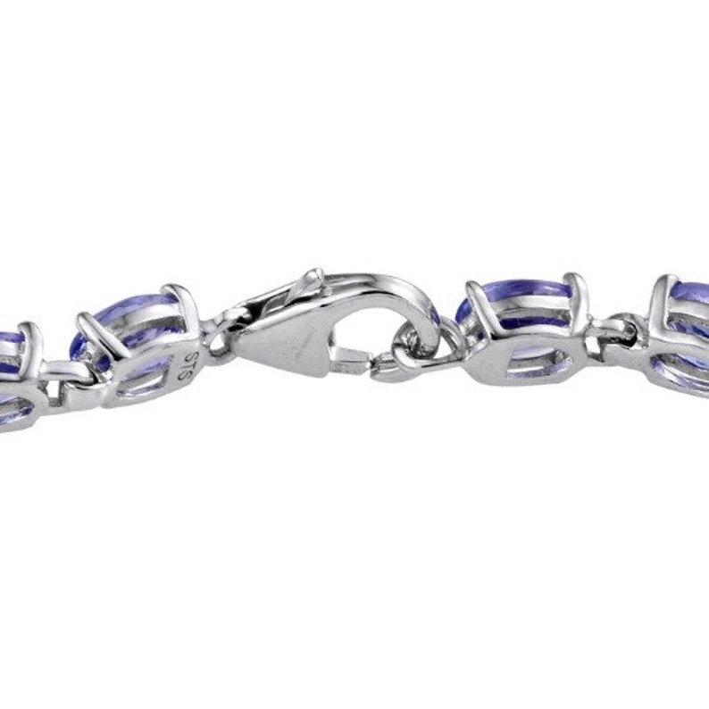 6.50 In Tanzanite Platinum Over Sterling Silver Bracelet TGW 8.25 cts Bracelet For Women Tanzanite Jewelry Gift For Her