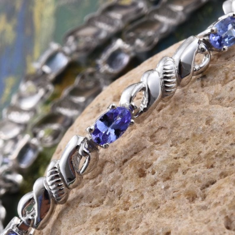 7.50 In Premium AAA Tanzanite Platinum Over Sterling Silver Bracelet TGW 2.20 cts Tanzanite Jewelry Tanzanite Gemstone Gift For Her