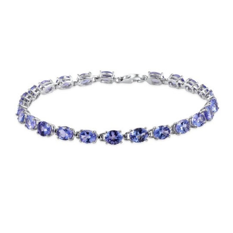 6.50 In Tanzanite Platinum Over Sterling Silver Bracelet TGW 8.25 cts Bracelet For Women Tanzanite Jewelry Gift For Her