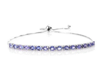 Tanzanite Bolo Bracelet in Platinum Over Sterling Silver 2.65 ctw Tanzanite Jewelry Women Bracelet Gift For Her