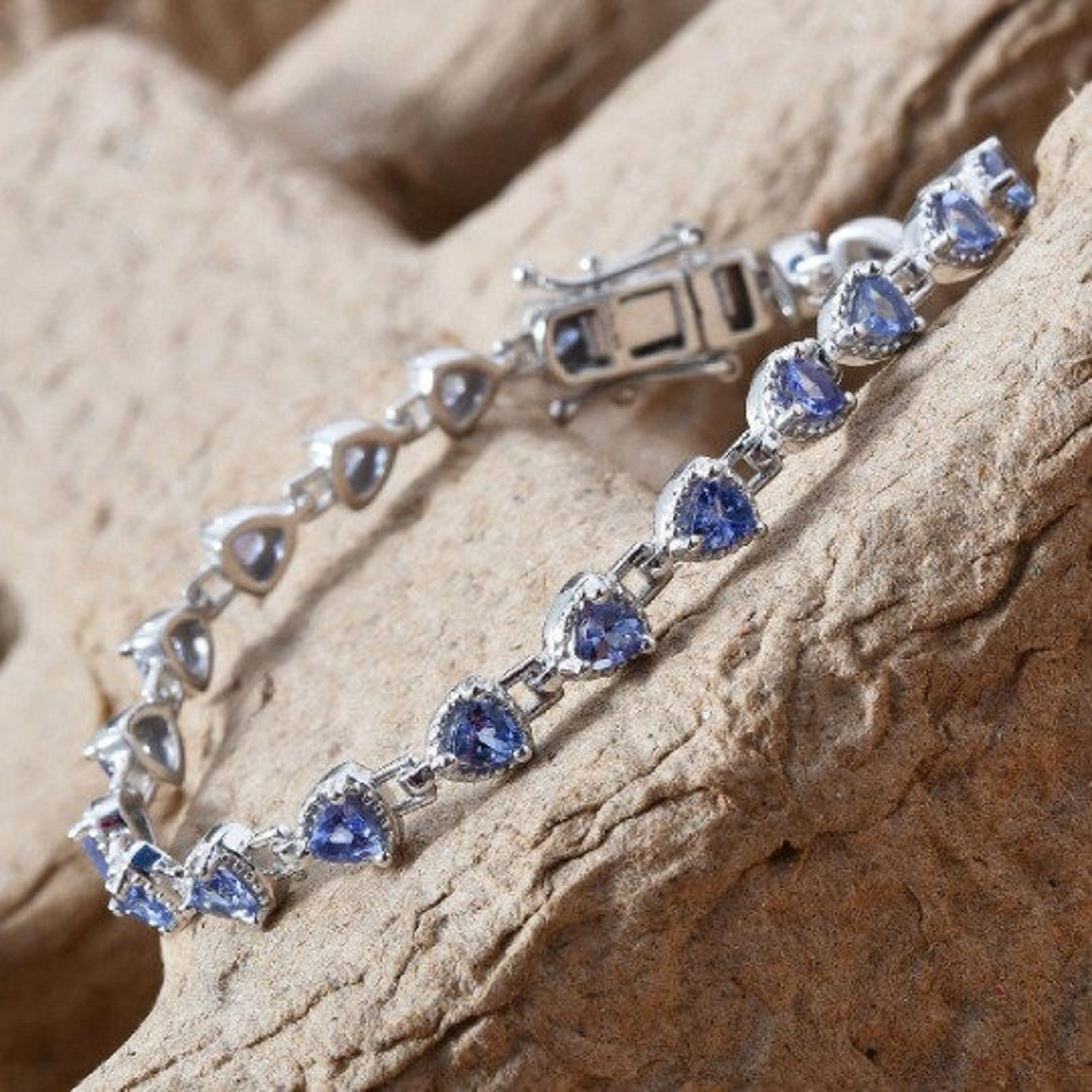 Tanzanite Bracelet in Platinum Over Sterling Silver 7.25 In Etsy UK