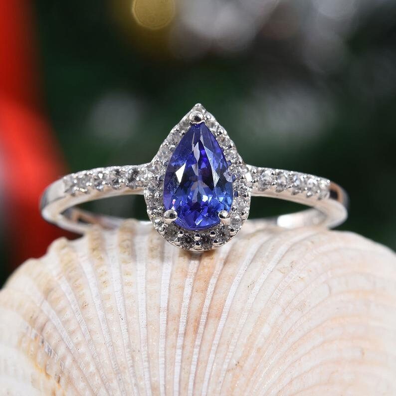 AAA Natural Tanzanite Engagement Ring in Sterling Silver Etsy