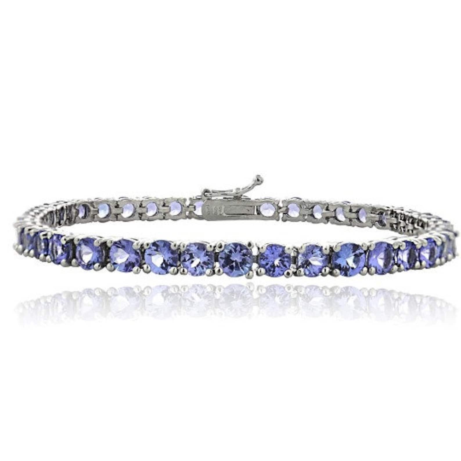 Tanzanite 4mm Round Tennis Bracelet Sterling Silver 11.25ct Etsy