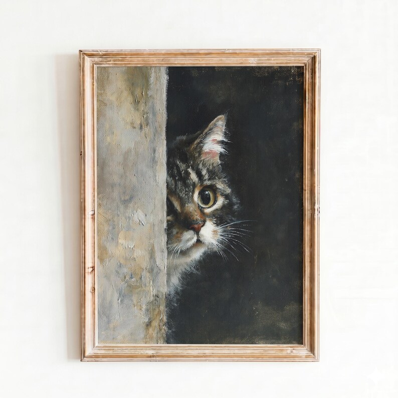 Funny Cat Print | Sneaky Peeking Tabby Cat Art | Funny Wall Art | Cat ...