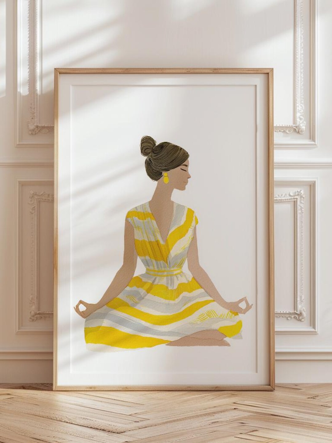 Minimalist Woman in Yellow Dress Print | Modern Feminine Wall Art ...