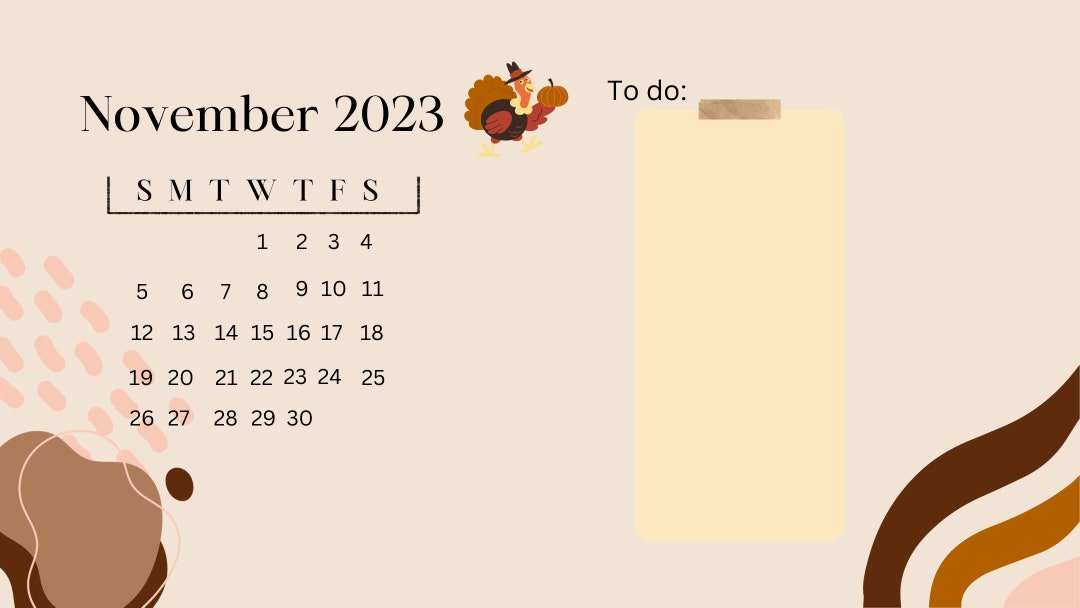 November 2023 Desktop Calendar Wallpaper Organizer - Etsy