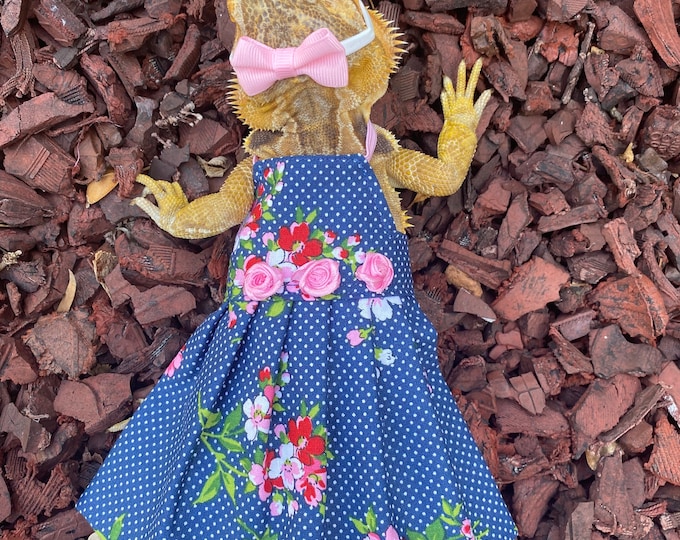 Blue Rose Flower Bearded Dragon Dress MADE IN AMERICA