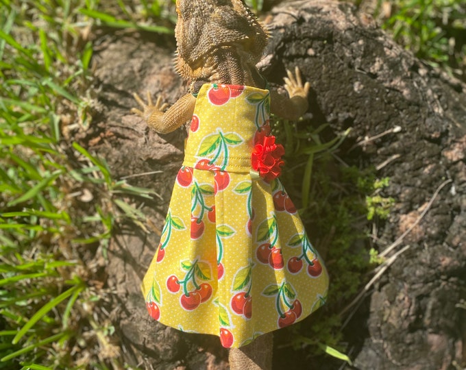 Yellow Cherry Bearded Dragon Dress MADE IN AMERICA