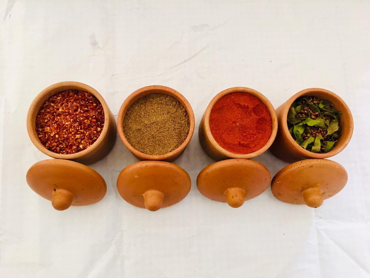 Ceylon Spice Clay Pot Spice Container 4 pots in set Ceylon Etsy