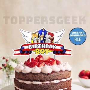Sonic the Hedgehog Kids Birthday Cake Topper - Party Decorations - Digital Instant Download Printable