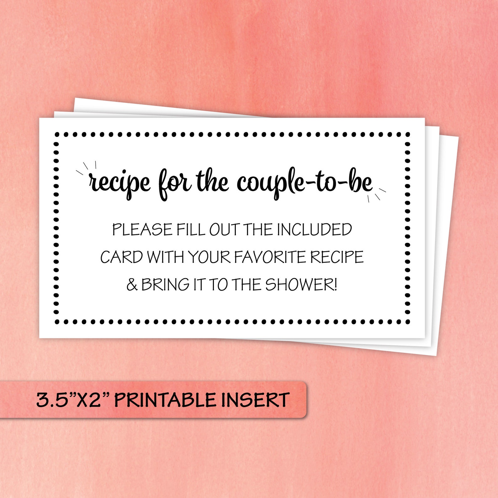 Recipe Card for the Bride-to-be Printable Bridal Shower - Etsy