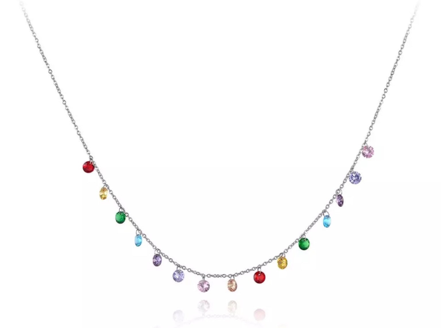 Obeon Natural irregularity Rainbow Stone Natural Crystal Rock Necklace  Golden Chain Plated Quartz Pendant Unique Jewelry Gift (1PC) Multicolor