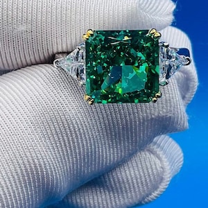 5.62  Carats  Emerald lab created Engagement Ring - Lab Diamond Promise Ring - Lab Grown Diamond Anniversary Ring.