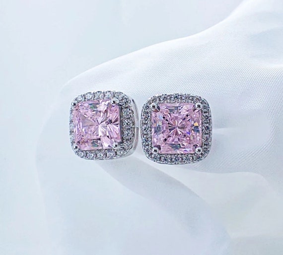 Pink diamond earrings diamond earrings earrings for women | Etsy