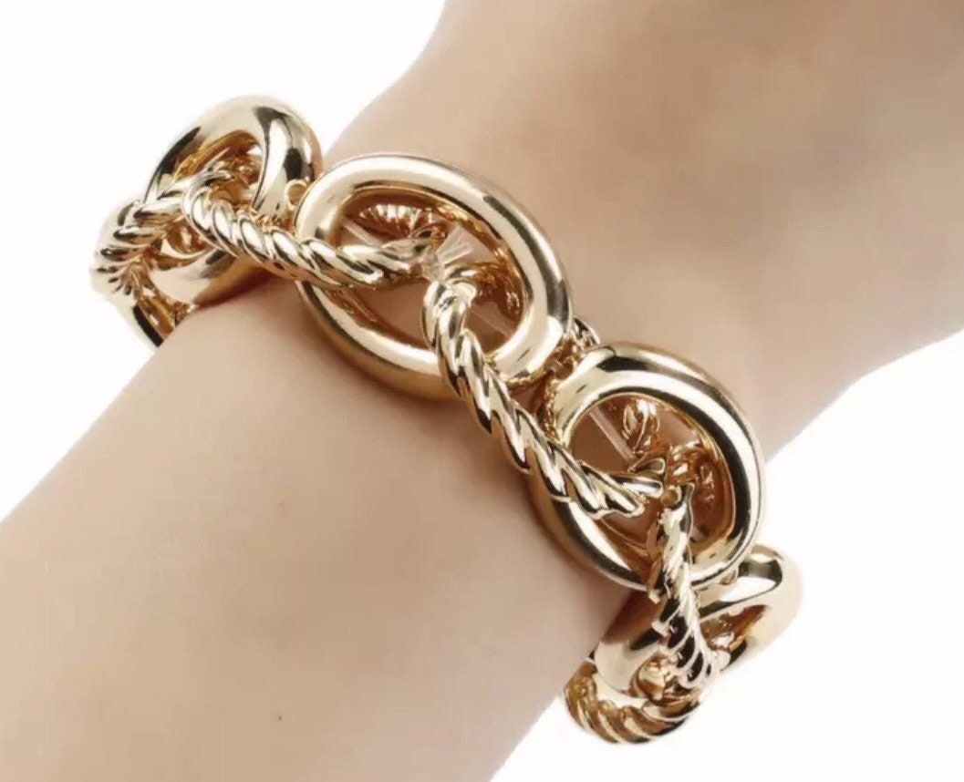 Goldfilled 18KGP Bracelet Gold Chunky Bracelet Gold Etsy