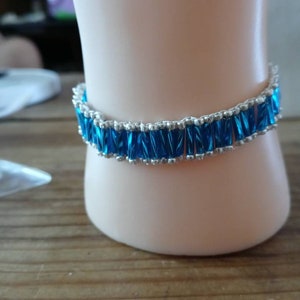 Blue bugle bead bracelet