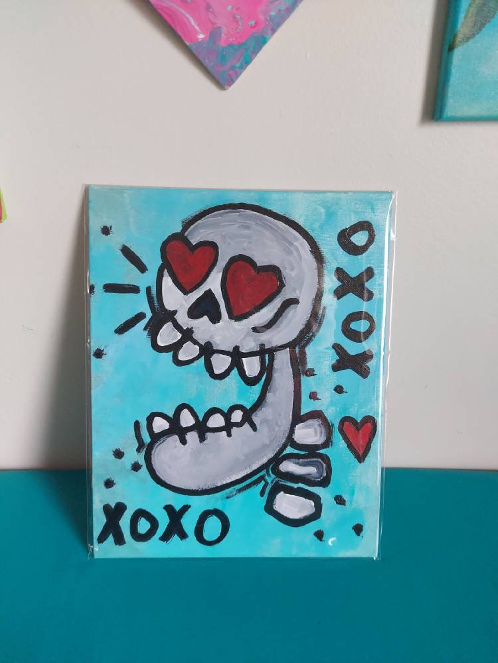 Laughing Skull Skeleton Painting Gift for Her Odd Canvas Etsy