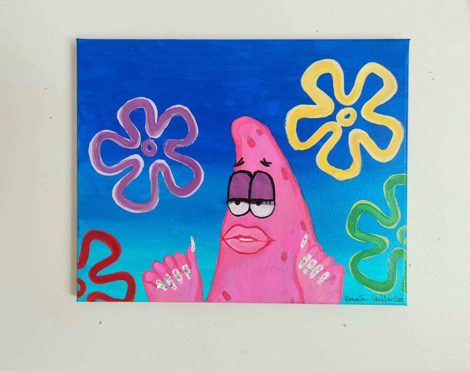 Patrick Star Meme Cartoon Canvas Painting Dramatic Wall Art - Etsy