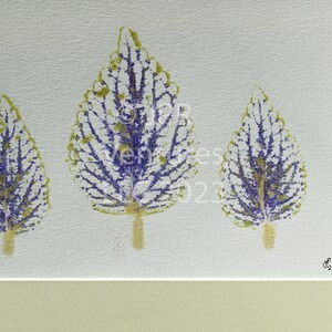 Intricate Purple Autumn Trees, Hammered Art, 9X6", Signed, Tataki Zome, Organic, Homegrown, Original, Customizable Black or Ivory 11X14 Mat