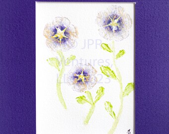 Hammered Purple Calibrachoa Flower Art, Original Botanical Print, Signed