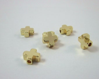 14K Gold Plated Cross charm pendant spacer bracelet necklace loose bead 6233