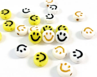 25 Mixed Smiley Emoticons Beads For Jewellery Making