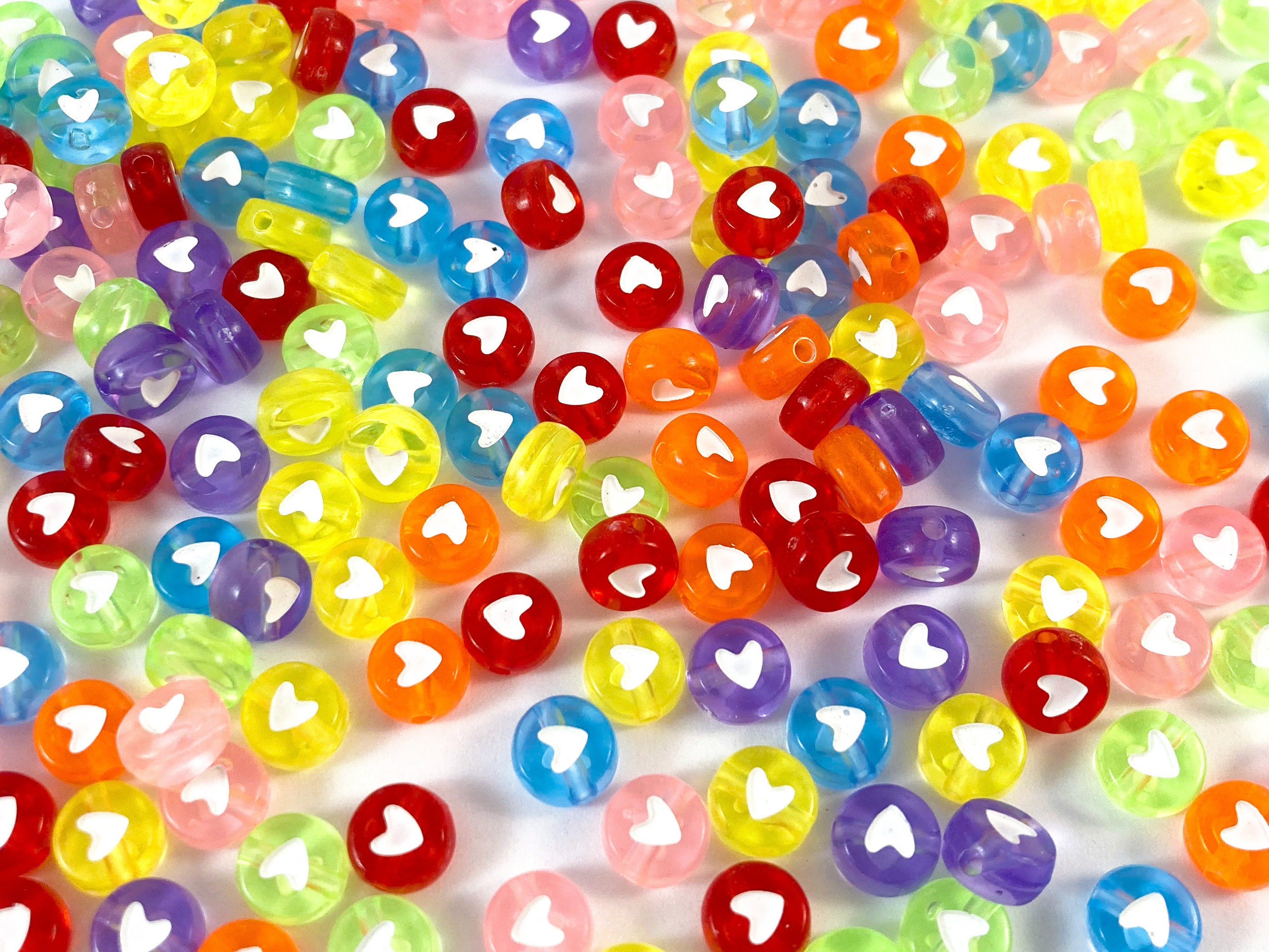 Heart Beads 7mm4mm Acrylic Beads Block Beads Spacer Beads Etsy Australia