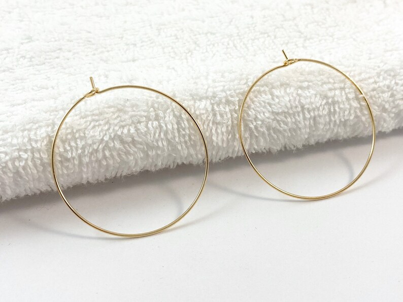 Stainless Steel Earring Hoops: Gold Plated Brass, Jewelry Supplies (25mm 35mm) gold plated brass