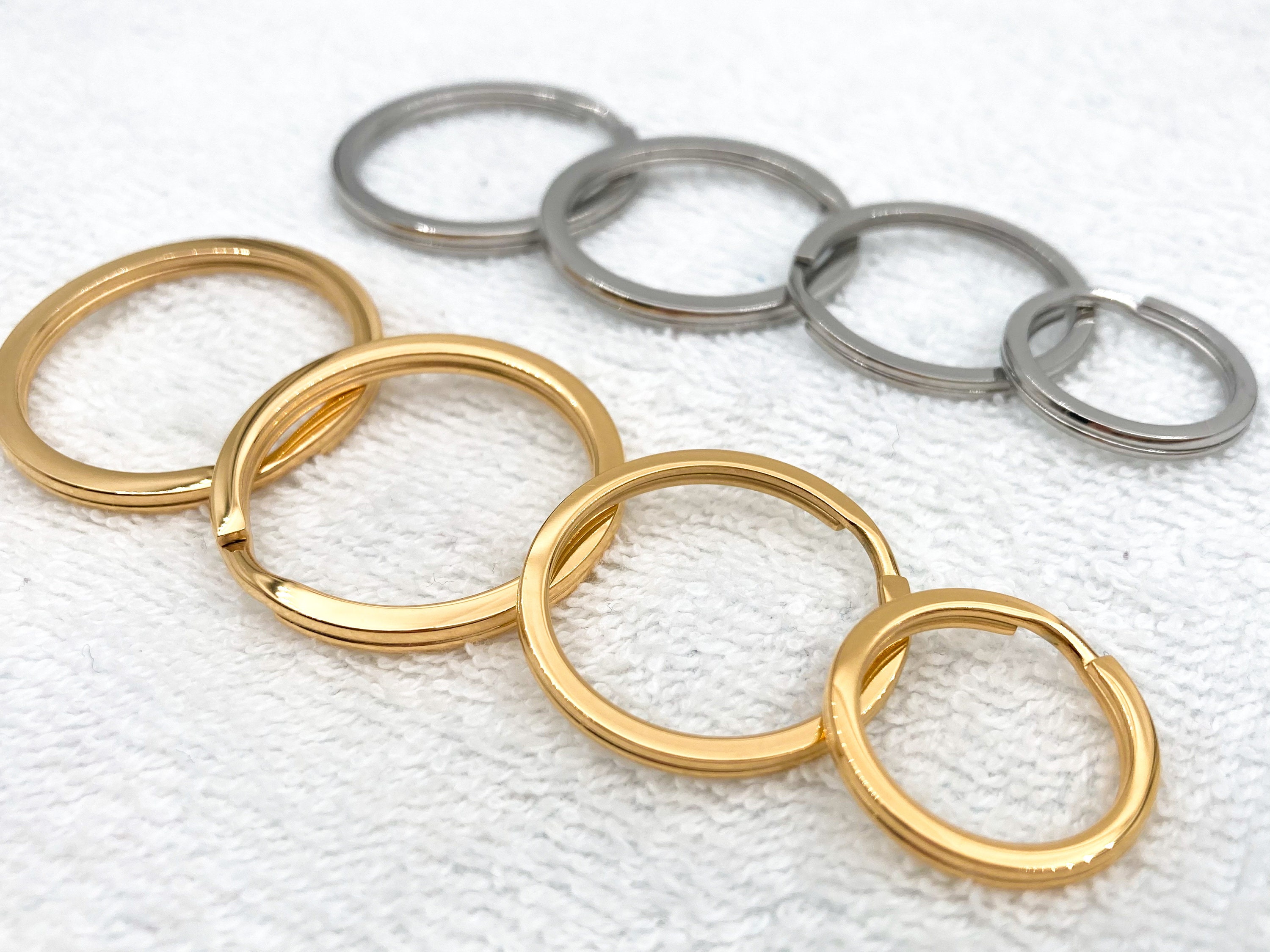 Round Solid Brass Split Key Ring, Brass Split Keyring, Brass Split Ring,  35mm 32mm 30mm 28mm 25mm 20mm Round Keychain Ring Set