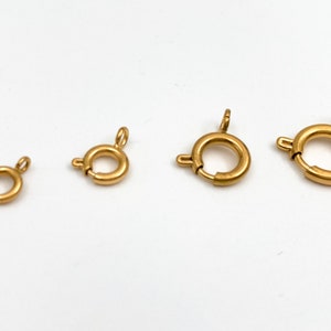 Stainless steel spring ring clasps, 5mm 6mm 8mm 10mm clasps for necklace and bracelet making, 18k gold plated, jewelry and crafting supplies image 5