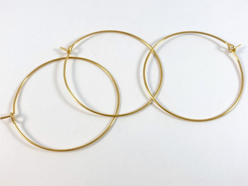 Stainless Steel Earring Hoops: Gold Plated Brass, Jewelry Supplies (25mm 35mm) gold plated steel
