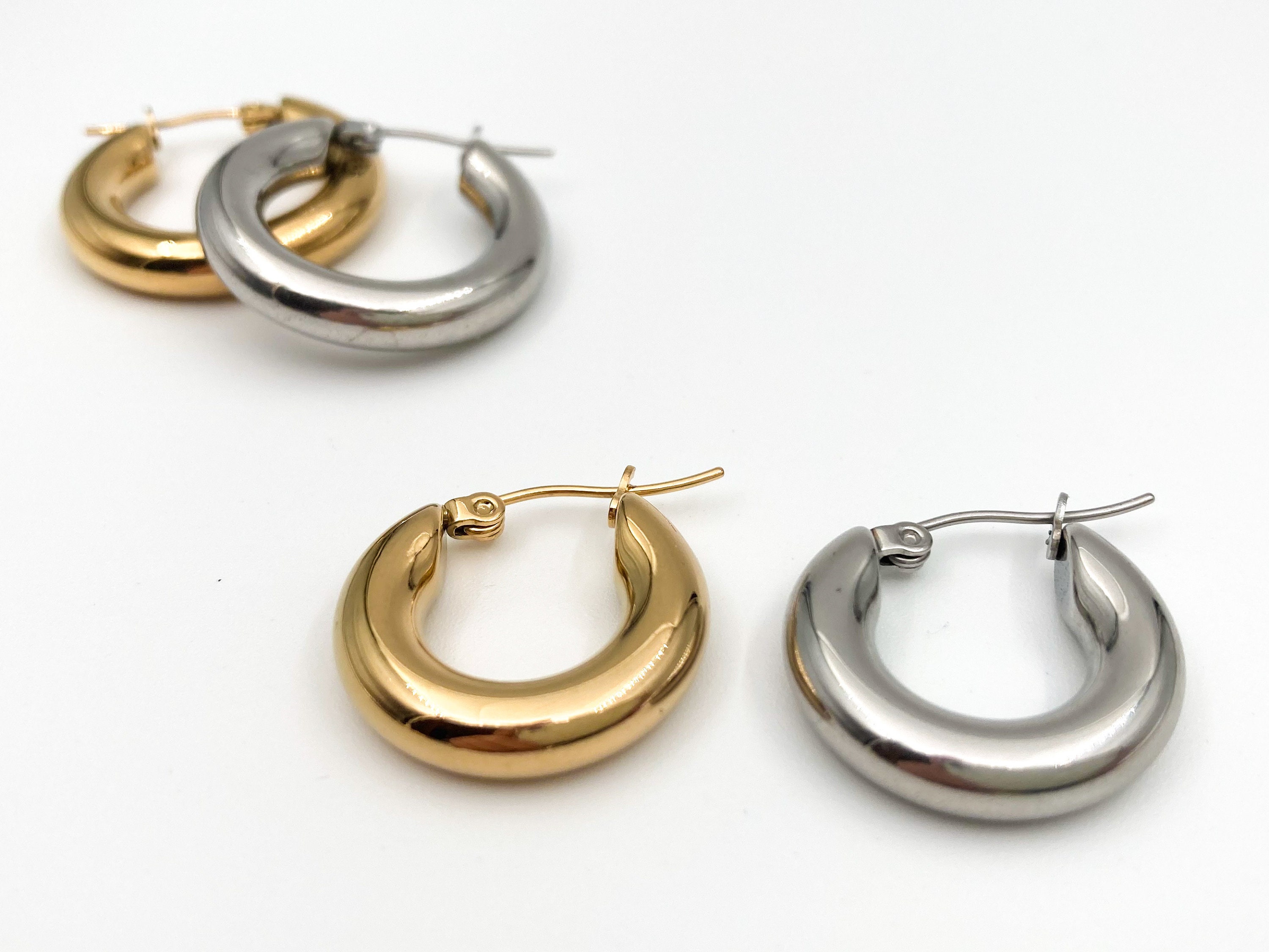 20 Pcs X Stainless Steel Huggie Hoop Earrings For Men Women Surgical Silver  Black Gold Sleeper Earring Hooks Wholesale - Hoop Earrings - AliExpress
