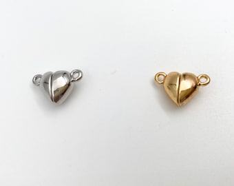 Gold Plated Brass Heart Magnet Clasps: Necklace Bracelet Connector