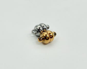 Stainless Steel Rounded Magnetic Clasps Closure: Necklace Bracelet Connectors