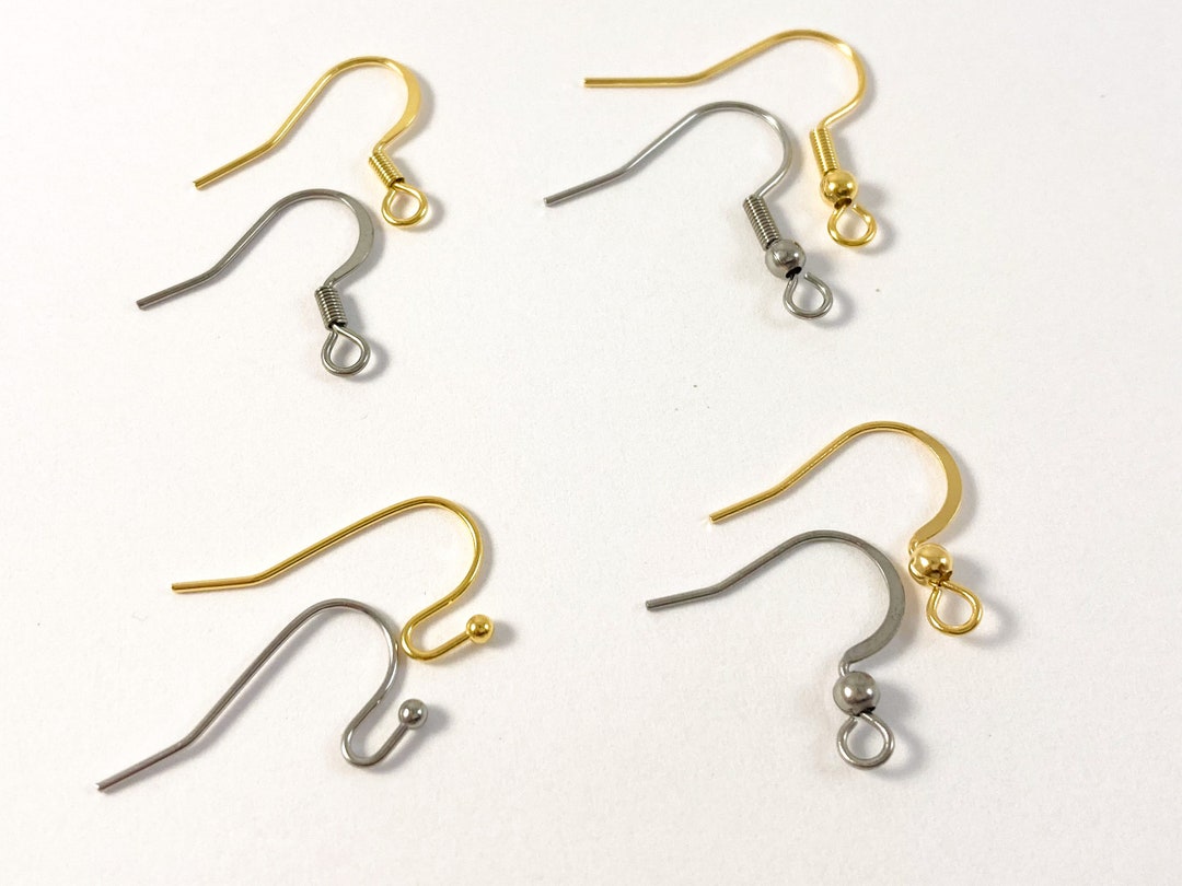 Earring Fish Hooks, Hypoallergenic Earring Studs, Surgical Stainless