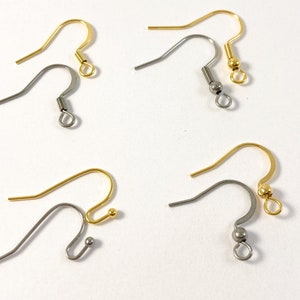 Earring fish hooks, hypoallergenic earring studs, surgical stainless steel, earring findings, jewelry supplies