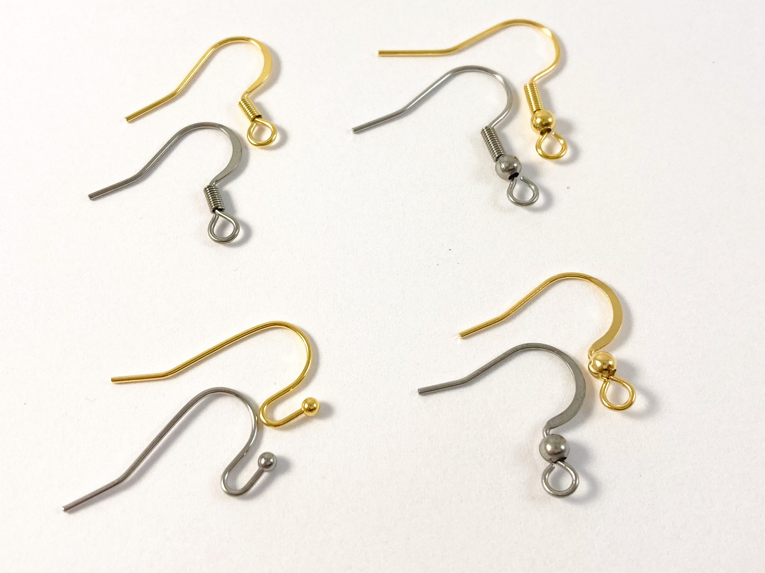 Cheriswelry 200pcs Earring Hooks Hypoallergenic French Wire Hooks Fish Hook  Ear Wire Stainless Steel Earrings with Ball and Coil for DIY Earrings