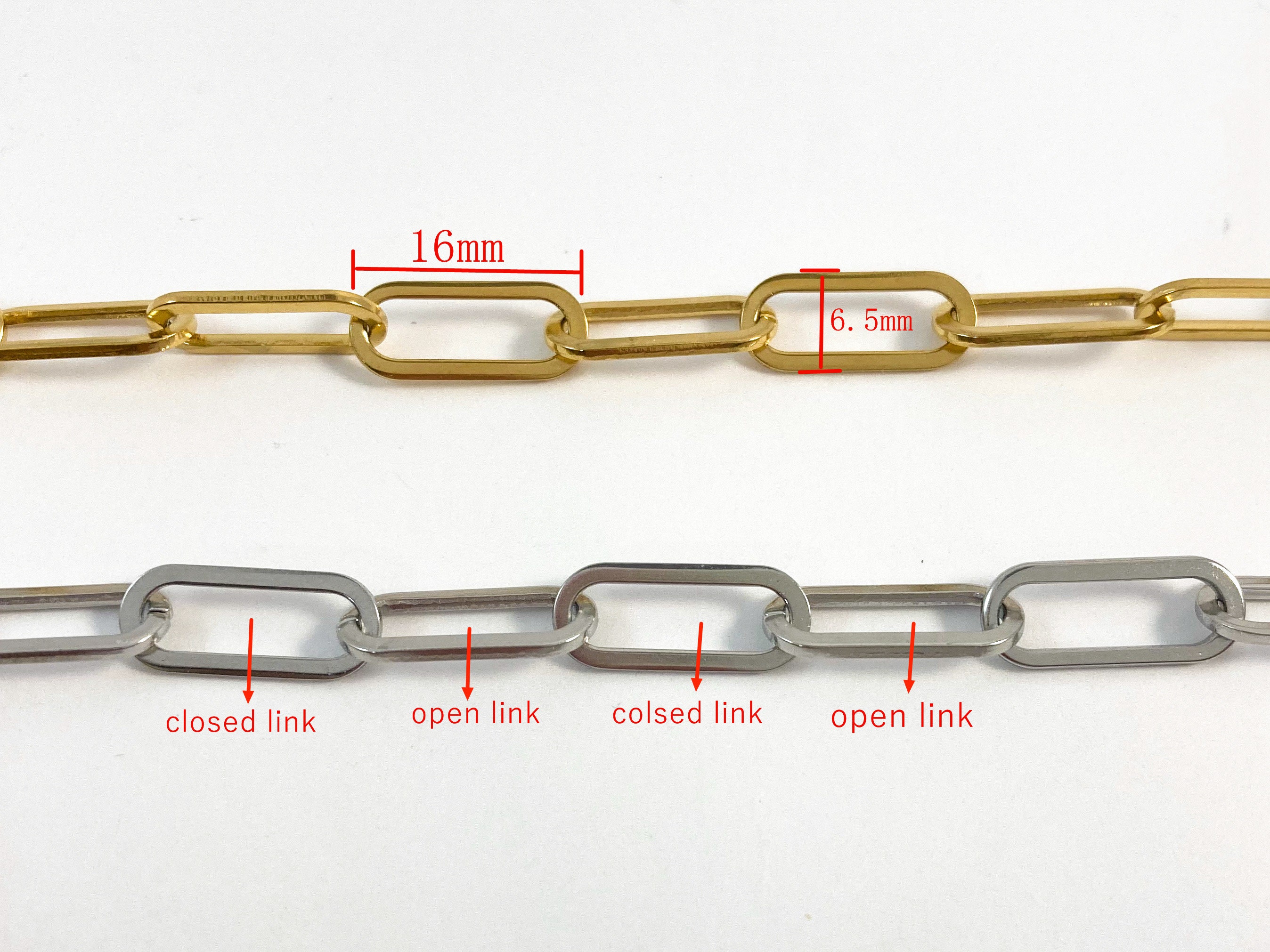 Chunky Paper Clip Chain: Stainless Steel Oval Links, Jewelry Supplies ...