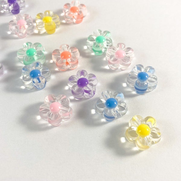 12mm flower beads, transparent acrylic beads, spacer and block beads for necklace, bracelet making, Jewelry and Crafting supplies