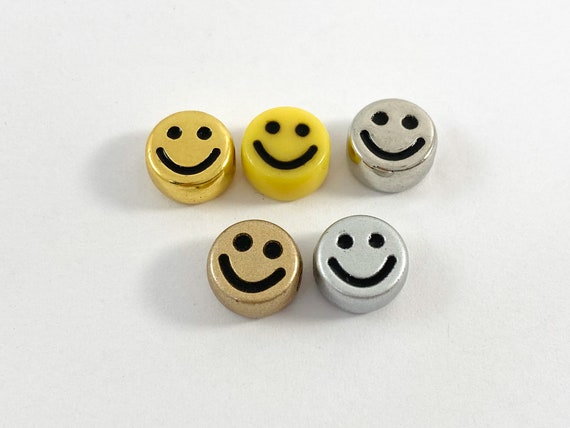  Smile Face Beads, 10mm Happy Face, Acrylic, Cute