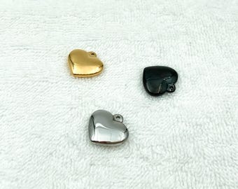 Stainless Steel Puffy Heart Charms: Jewelry Supplies (8mm 10mm 16mm 20mm)